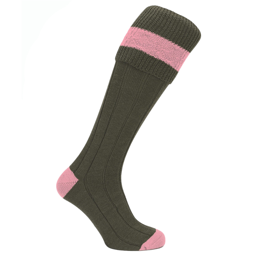 Pennine Byron Sock Olive & Pink M 1